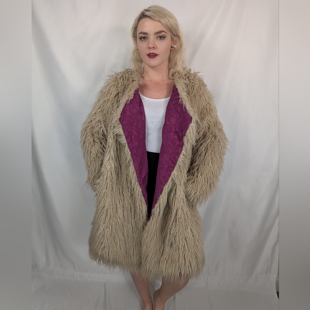Free People 'Florence' S tan shag faux fur coat